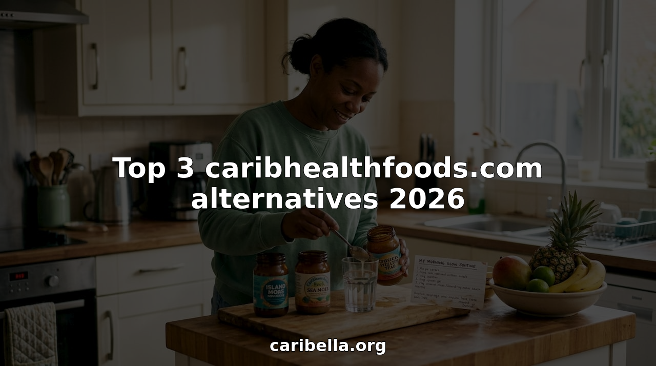 Woman using Caribbean wellness products at kitchen island