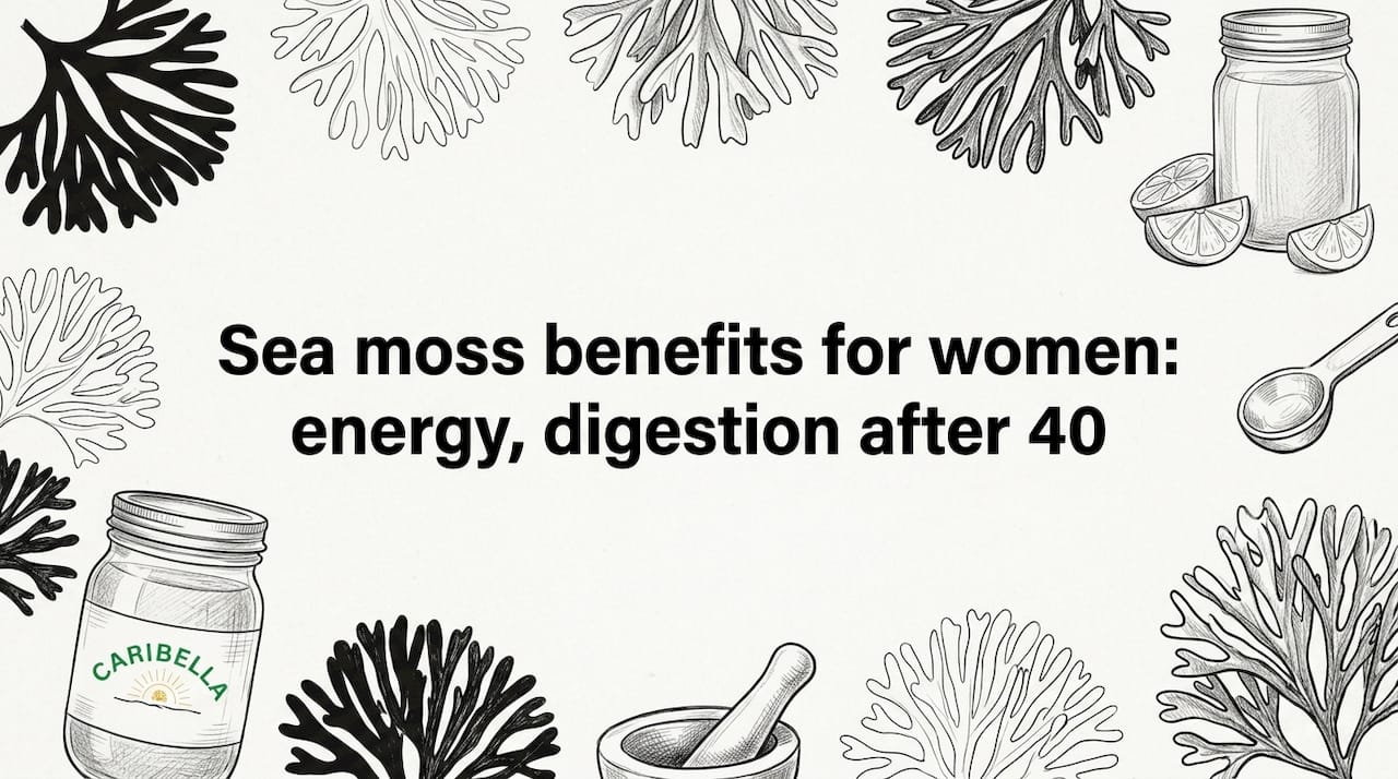 Hand-drawn botanical frame for sea moss article title