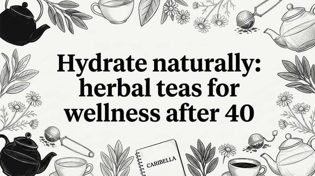 Decorative herbal tea title card illustration