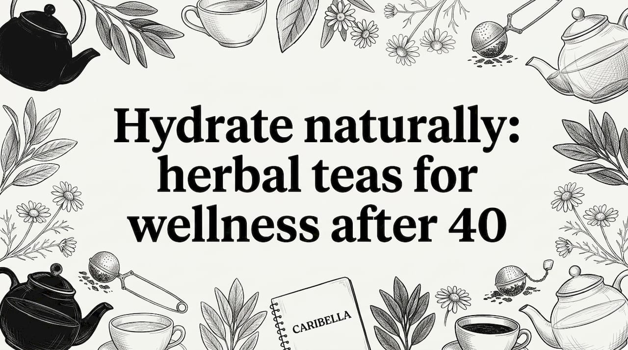 Decorative herbal tea title card illustration