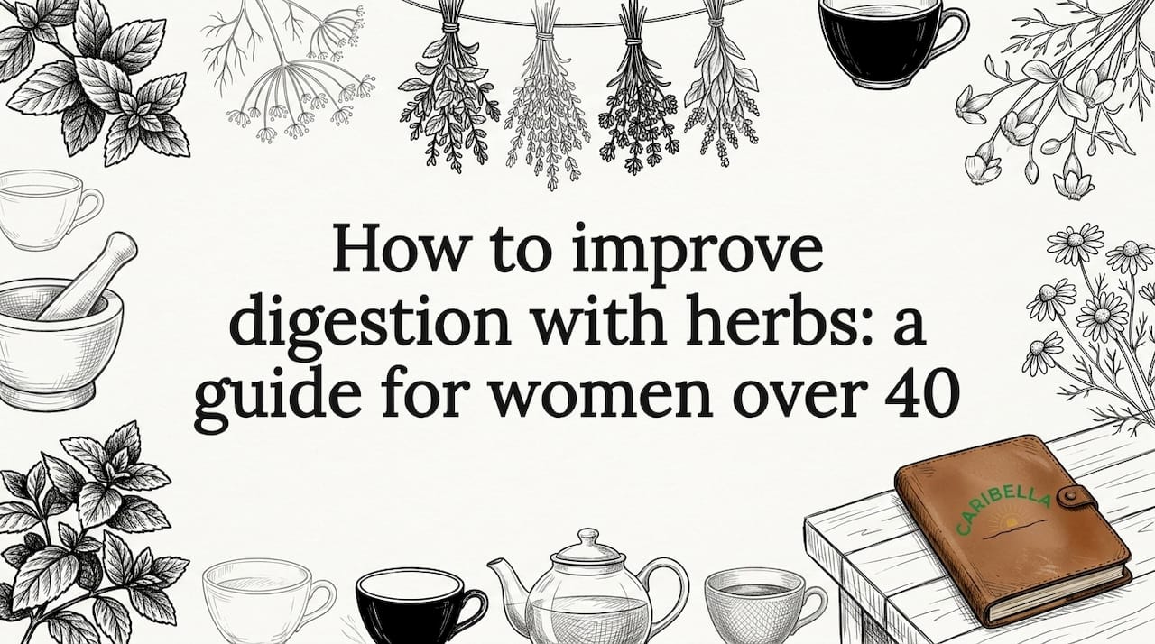 Herbal, botanical illustration framing blog title