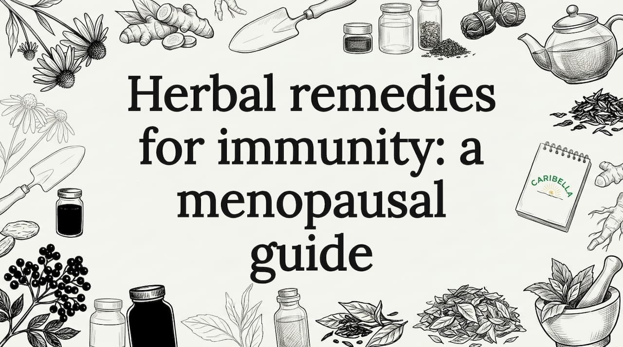 Hand-drawn herbal motif title card illustration