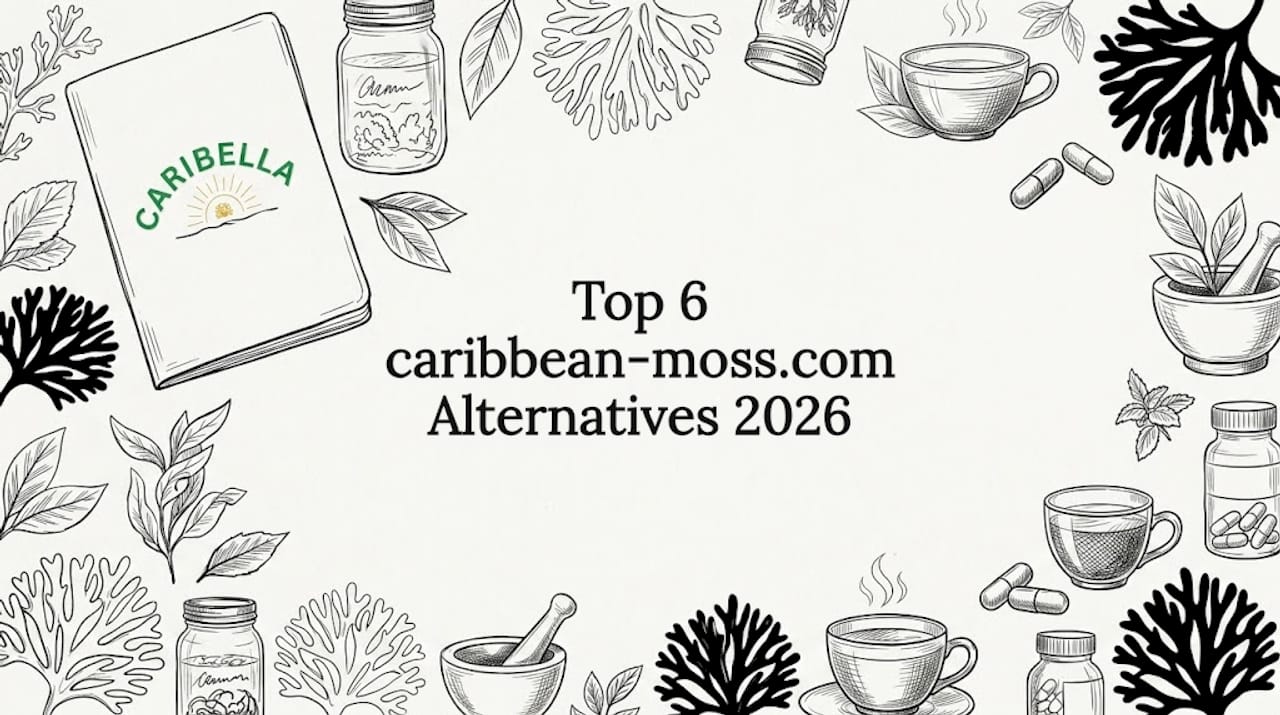 Hand-drawn Caribbean sea moss objects frame title