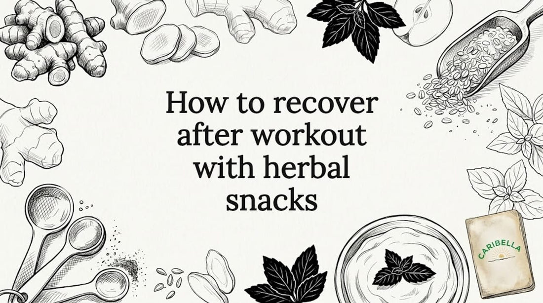 Decorative title card with herbs and snack tools