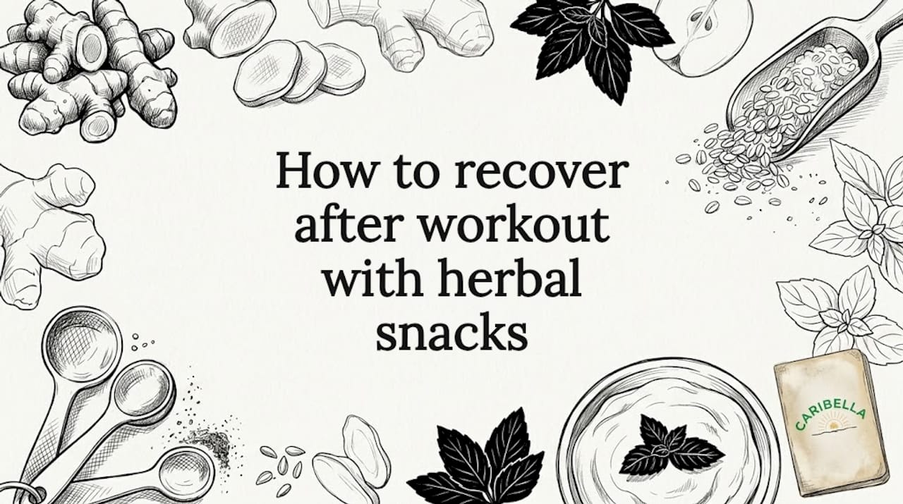 Decorative title card with herbs and snack tools