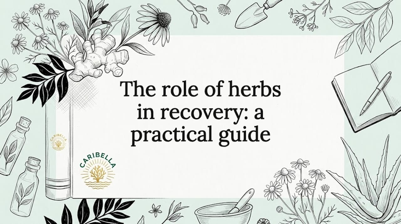 Herbal-themed blog title card with hand-drawn botanicals