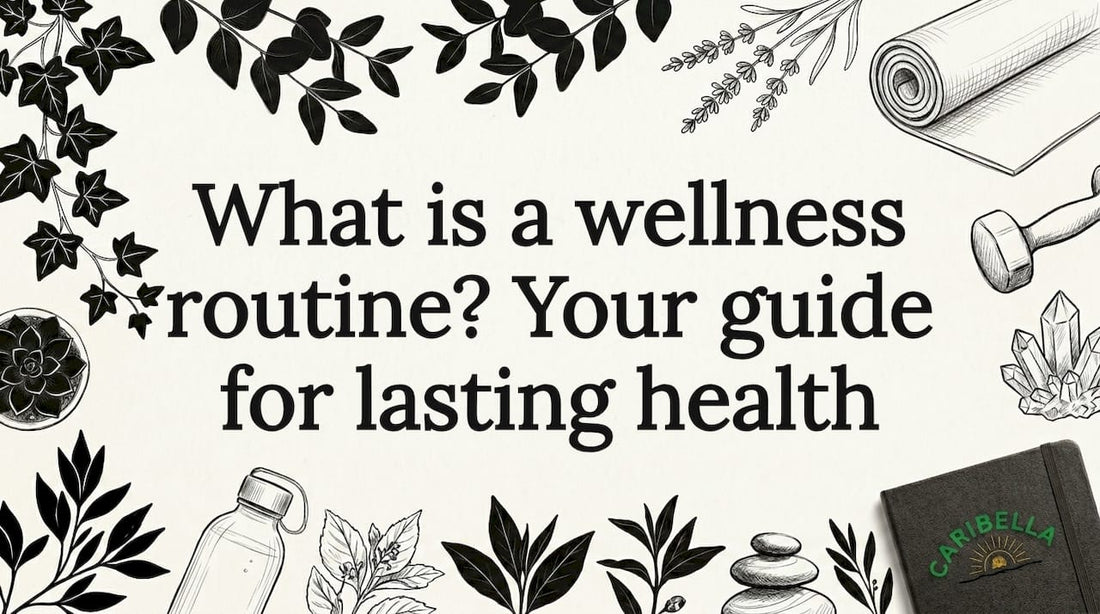Decorative wellness routine title card illustration