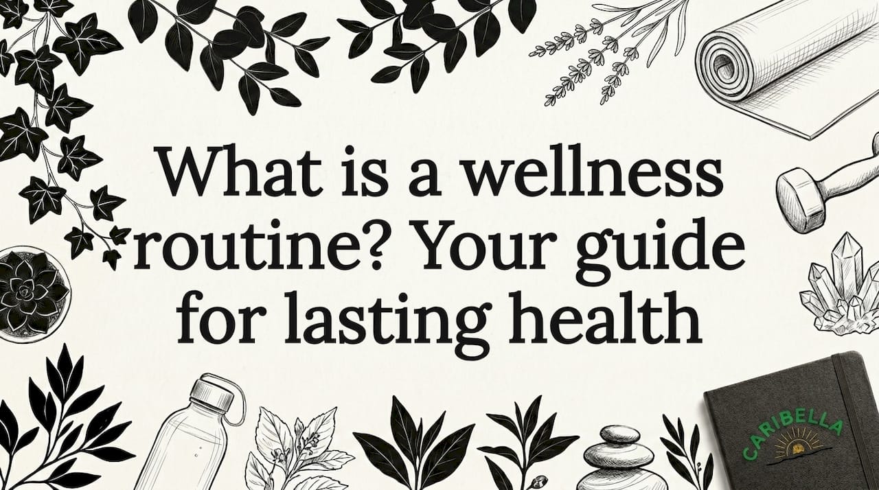 Decorative wellness routine title card illustration