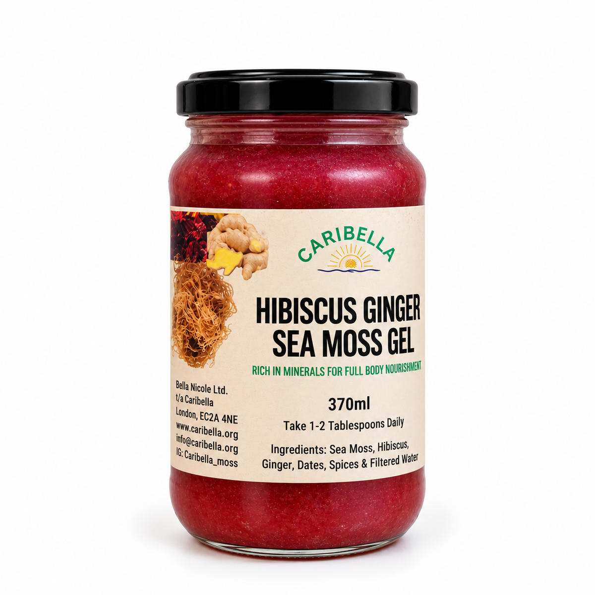 Caribella Hibiscus Ginger Sea Moss Gel | Caribbean Sea Moss 370ml