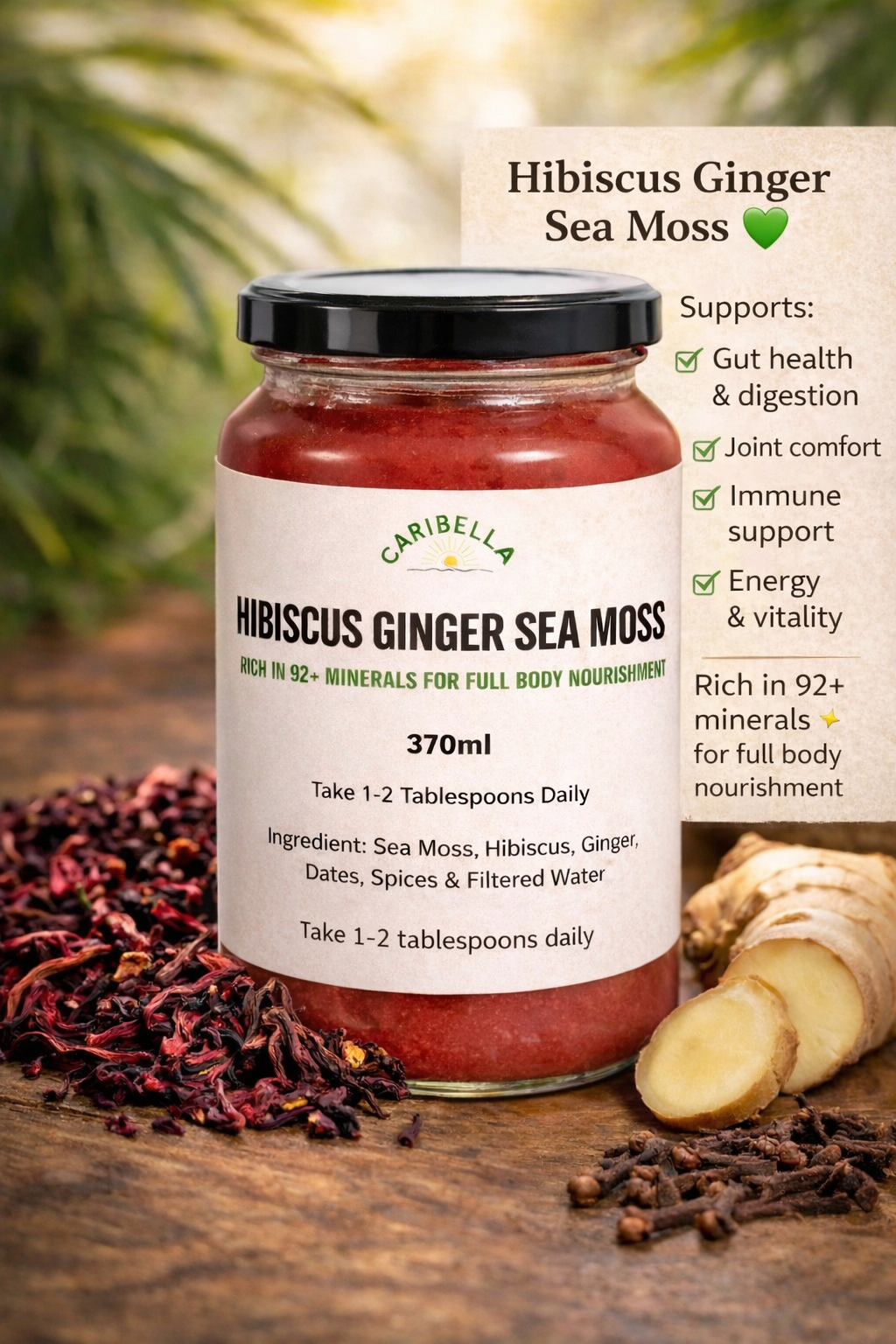 Hibiscus ginger sea moss gel