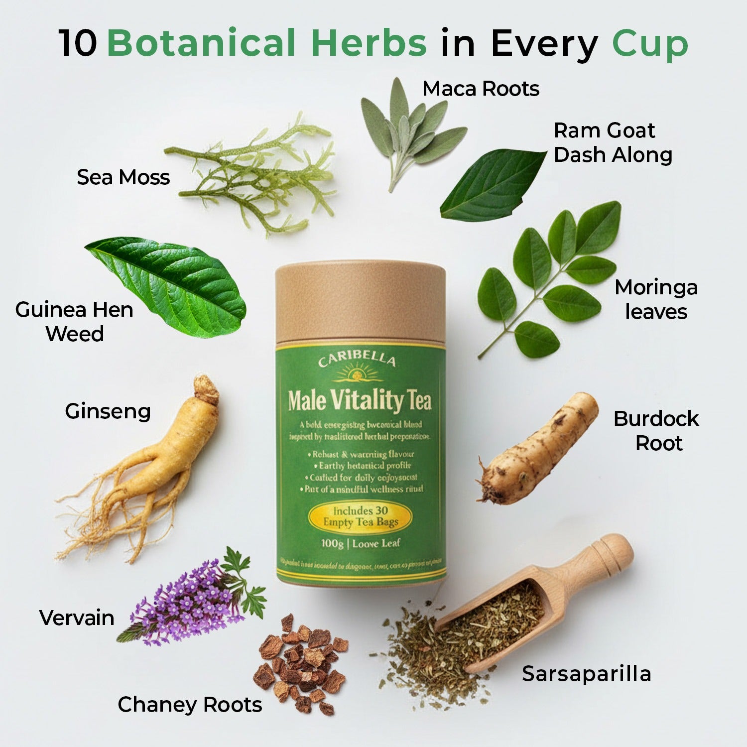 Male Vitality Tea - 100g  Includes 30 Empty Tea Bags