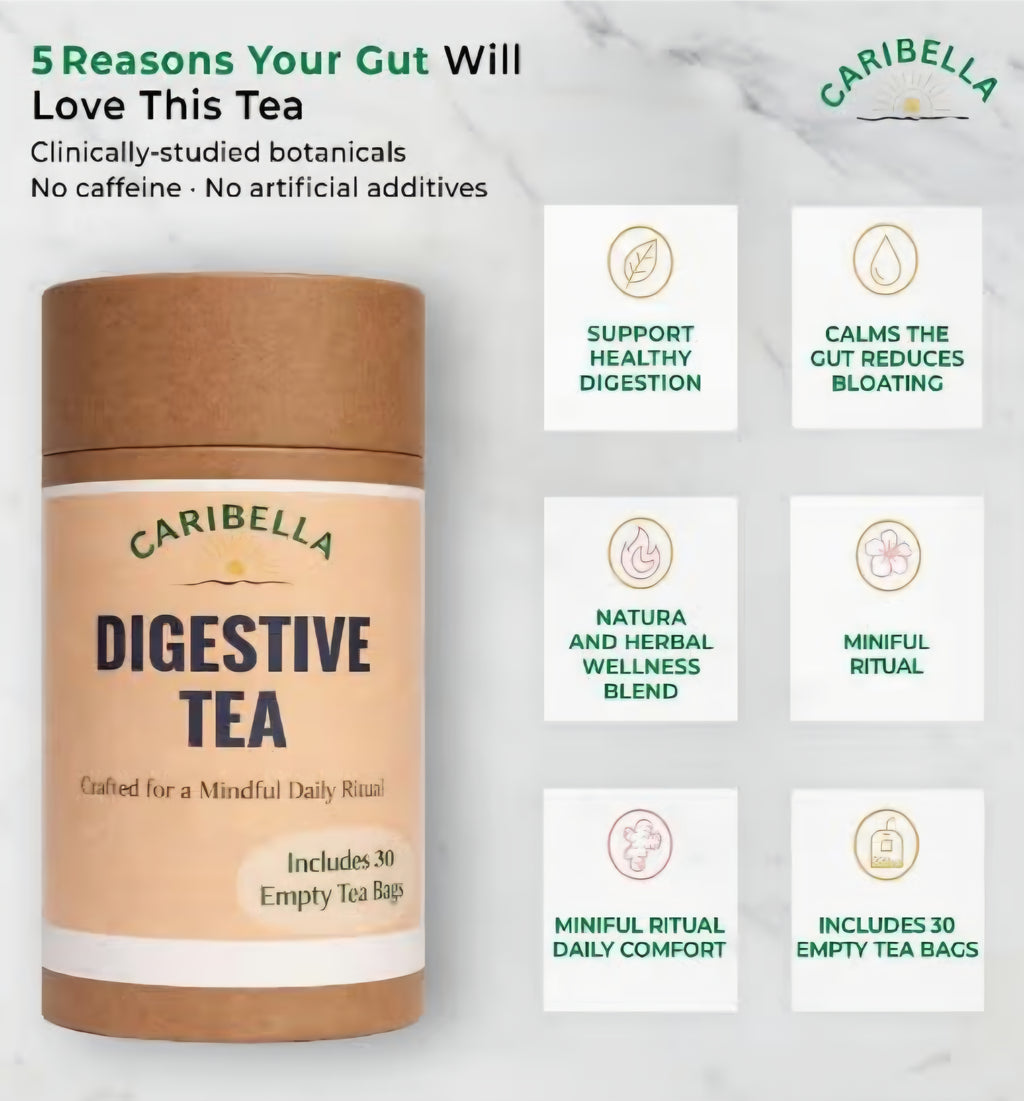 Digestive Tea – Sea Moss, Hibiscus & Ginger - 100g         Includes 30 Empty Tea Bags