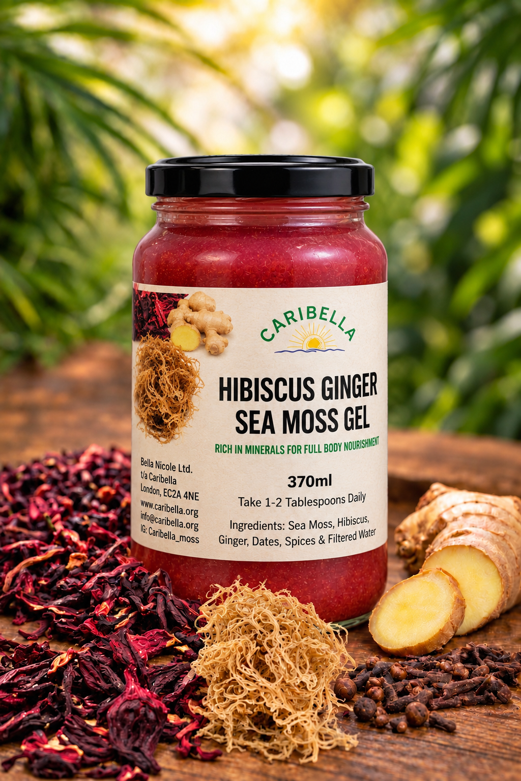 Caribella Hibiscus Ginger Sea Moss Gel | Caribbean Sea Moss 370ml