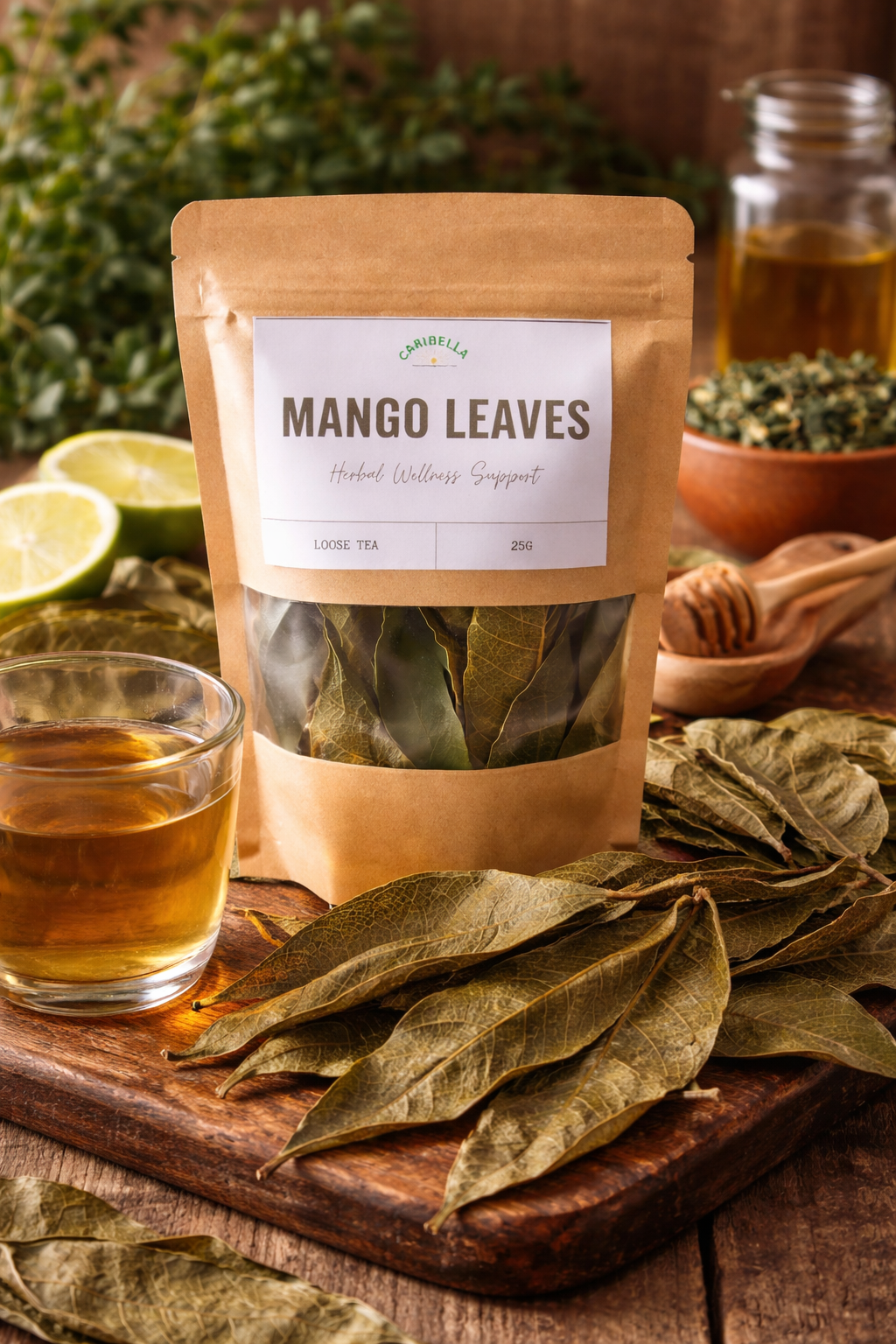 Mango Leaves
(Mangifera indica)
50g - Dried Herbal Leaves
100% Natural • No Additives